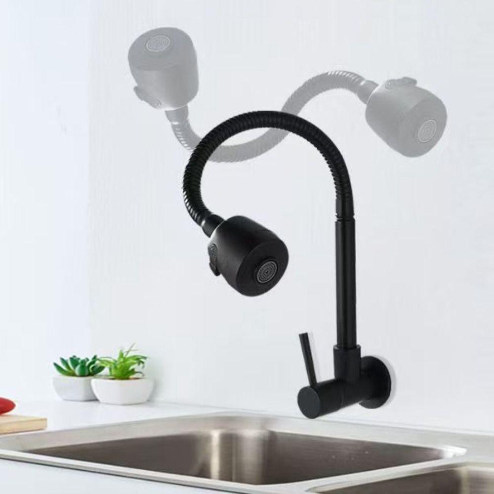 Rotatable Flexible Hose Kitchen Faucet Stainless Steel Water Tap Nozzle Washbasin