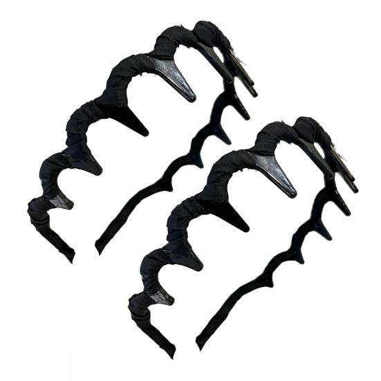 2Pcs Women Headband Faux Pearls Decor Anti-slip Teeth Hair Hoop Lightweight Elastic Hair Accessory Daily Wear