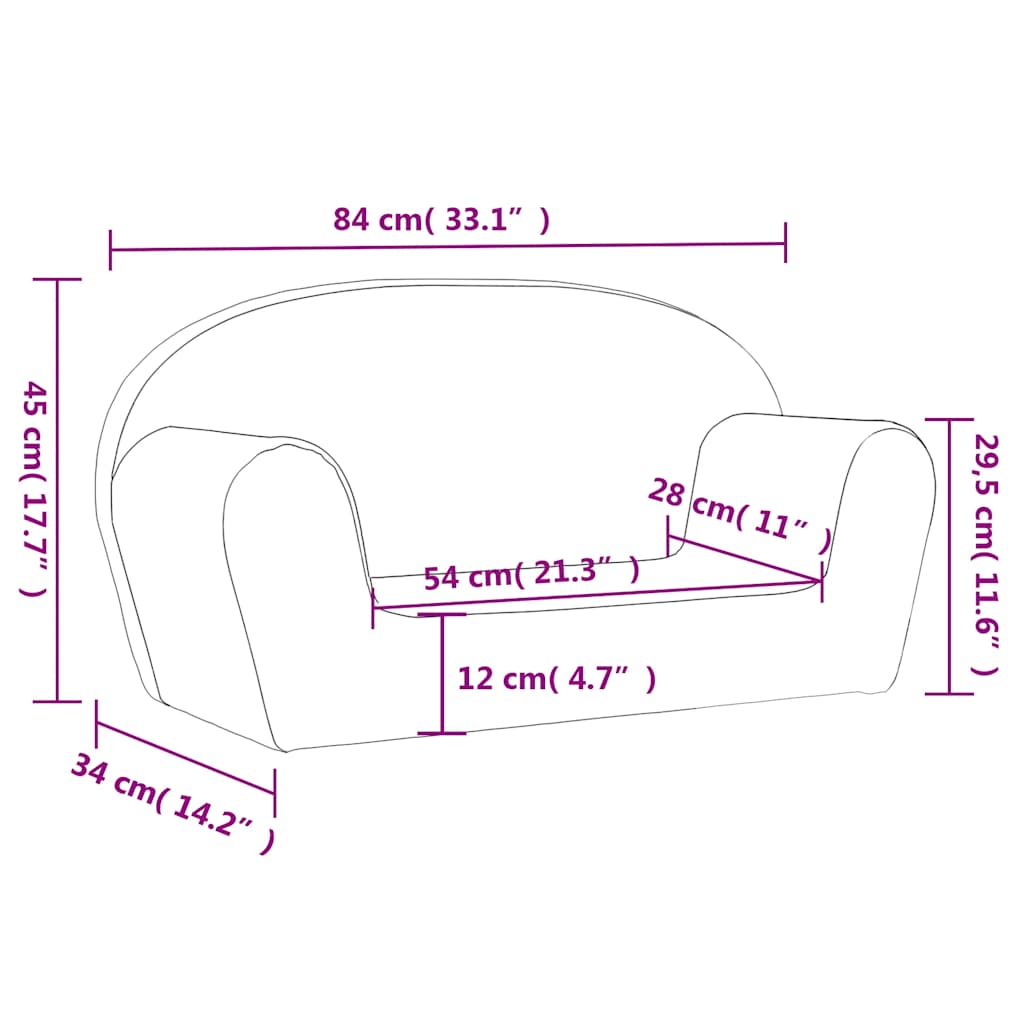 Vidaxl 2-Os. Sofa Dla Dzieci, Niebieska, Miękki Plusz