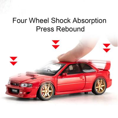1:32 Subaru Impreza STI Car Toy Miniature Model Alloy Diecast Doors Opened Music Light Shock Absorption Vehicle Kids Gifts Toys