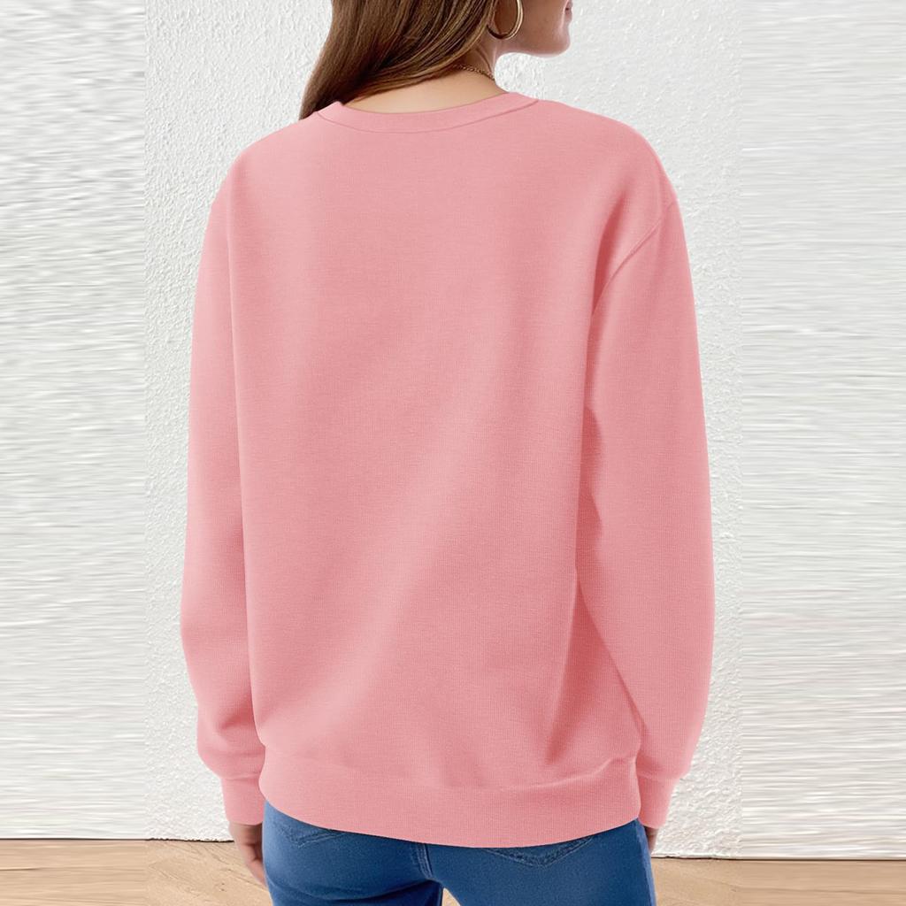 Women's Fashion Long-Sleeved Round-Neck Solid-Colour Top