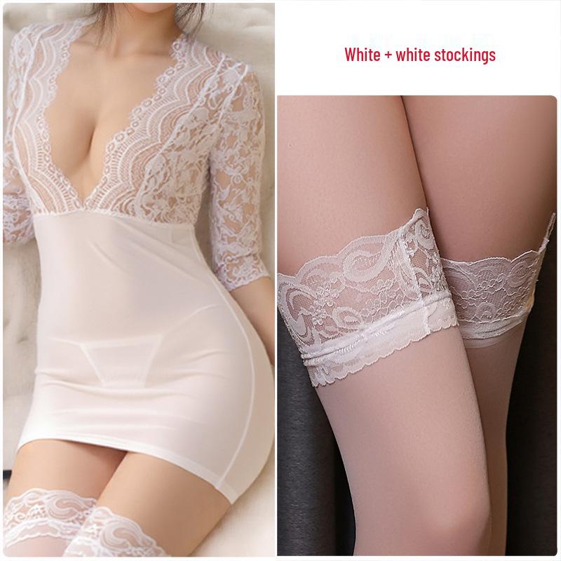 Women's Sexy Lace Lingerie Secretary Uniform Dress Set