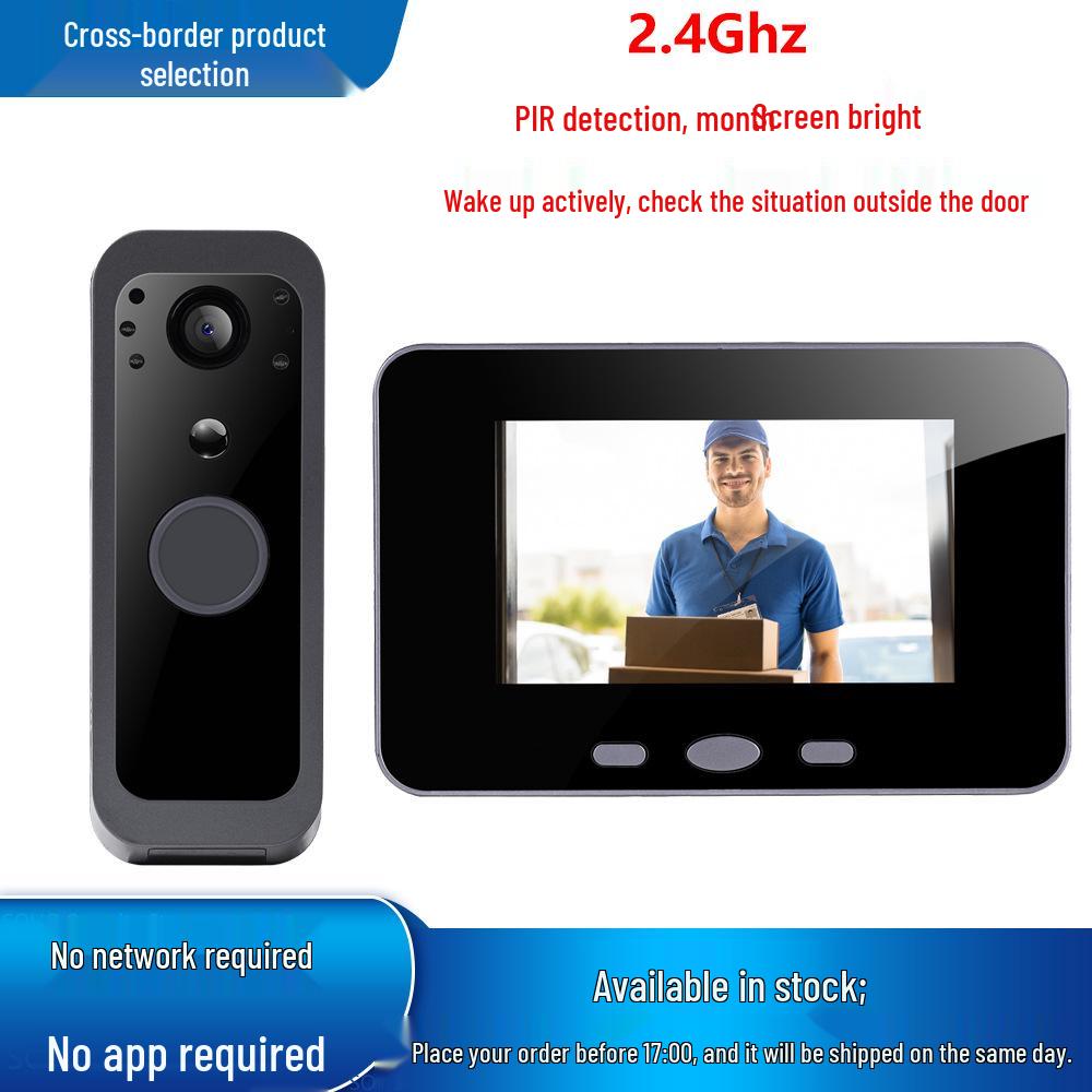 2.4GHz Wireless Smart Doorbell with Display, Electronic Peephole, Anti-theft, No-Drill Installation