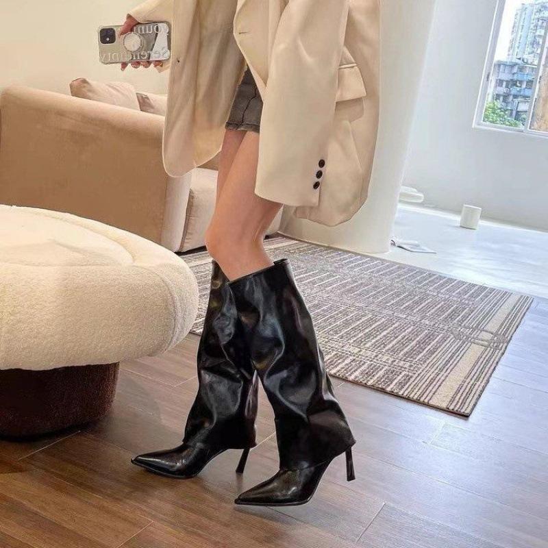 New Pointed Women's Thigh High Boots Fashion Women Knight Boots Side Zipper Western Cowboy Boots Sexy Thin Heels High Heels Boot