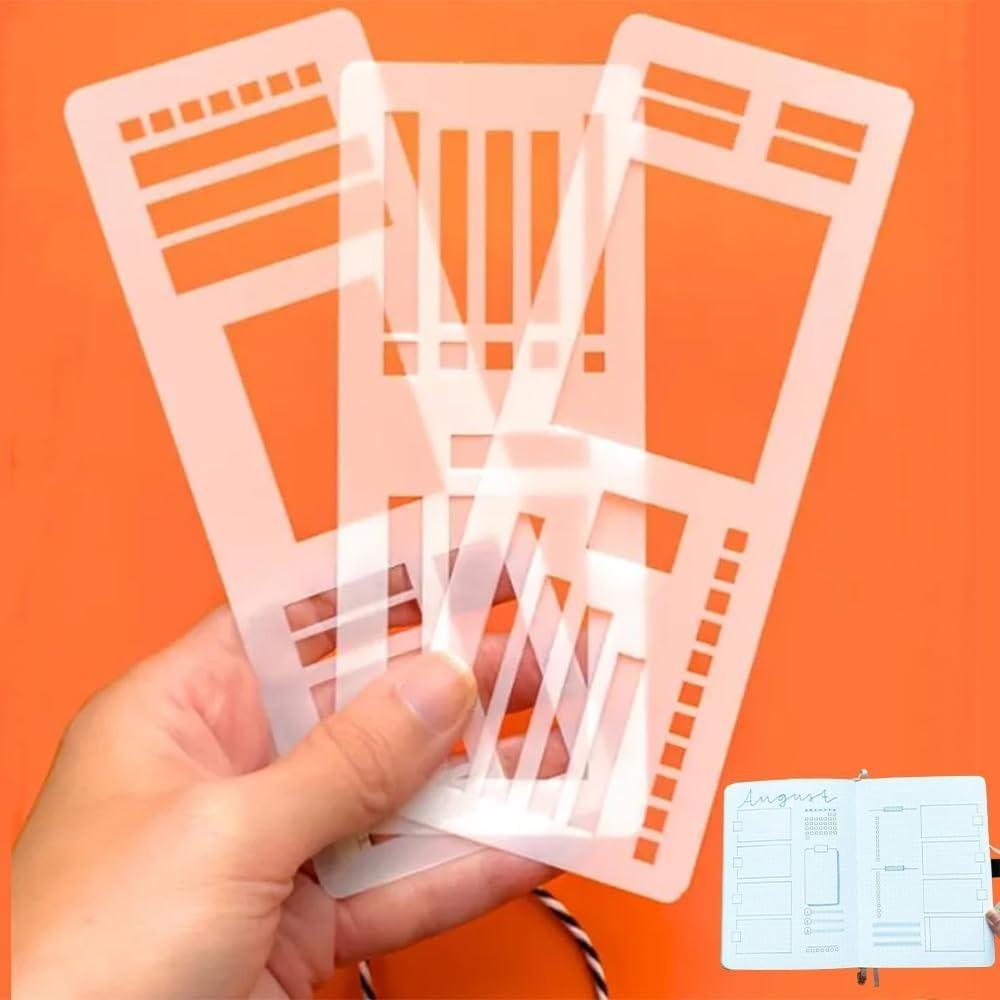 3Pcs/Set Manual Log Planning Template Set Reusable Flexible Journal Stencils