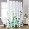 Emerald Green Eucalyptus Shower Curtain Fabric, Watercolor Plant Leaves with Floral Bathroom Shower Curtain Set with Hooks