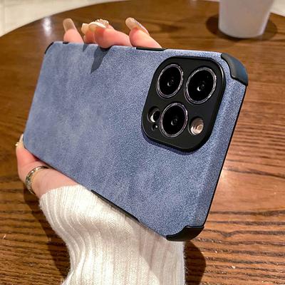 Business Wildleder Lammfell Pu Leder Handyhülle für iPhone 14 13 12 11 Pro Max Xr Xs X 14pro Luxus Stoßfeste Silikonhülle
