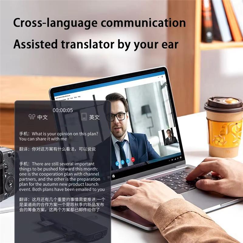 

ABUO-Intelligent Bluetooth AI Translation Glasses Real Time 144 Language Simultaneous Interpretation For Meeting чорний