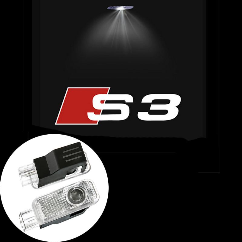 For Audi S4 2Pcs Led Car Logo Door Welcome Light For Audi A4 A6 C6 C7 A5 A7 A8 Q3 Q5 Q7 TT S3 S6 RS3 RS4 RS5 Sline Quattro Auto Accessories