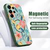 Magnetic For Magsafe Case For Samsung Galaxy S26 Ultra S25 Edge S24 Plus S23 FE S22 A54 A55 A56 5G Cartoon Flowers Pattern Matte Cover
