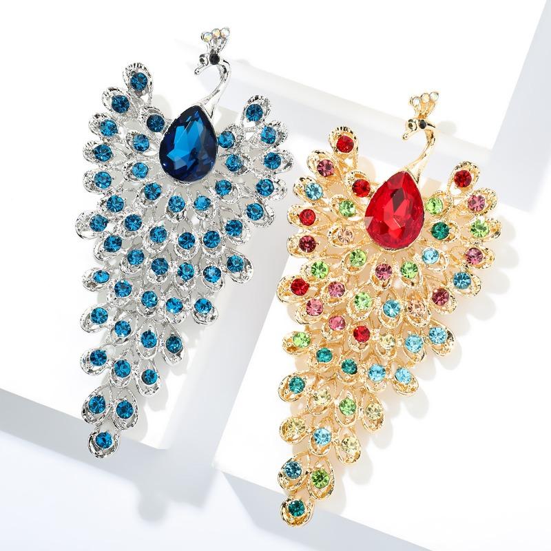 Women Fashion Rhinestone Peacock Brooch Phoenix Clothing Accessories Pins Party Jewelry Gifts