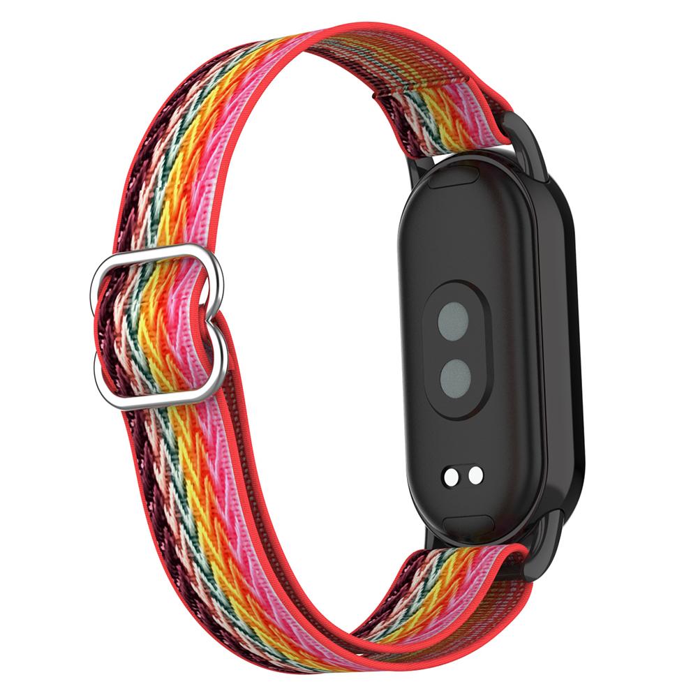 For Xiaomi Smart Band 9/8 Nylon Wave Pattern Watch Strap Metal Clasp Adjustable Wristband