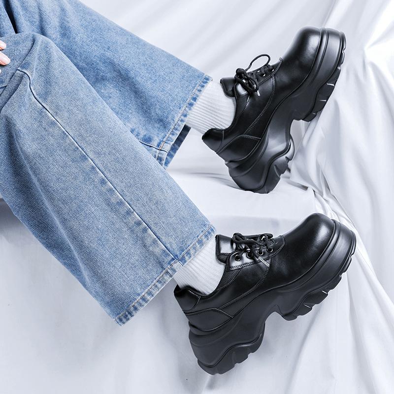 New Platform Heightening Derby Shoes Men's Paris Retro Big Head Shoes British Commuter Leather Shoes Dad Shoes 24309-R