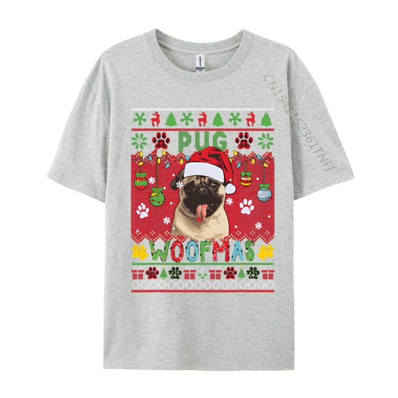 Pug Christmas Woof Santa Pug Matching Tshirt Graphic T Shirts 100 Cotton Breathable Tshirt Free Shippping Clothes