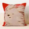 "Adorable White Fluffy Dog Oil - Painting Style Throw Pillow Cover"