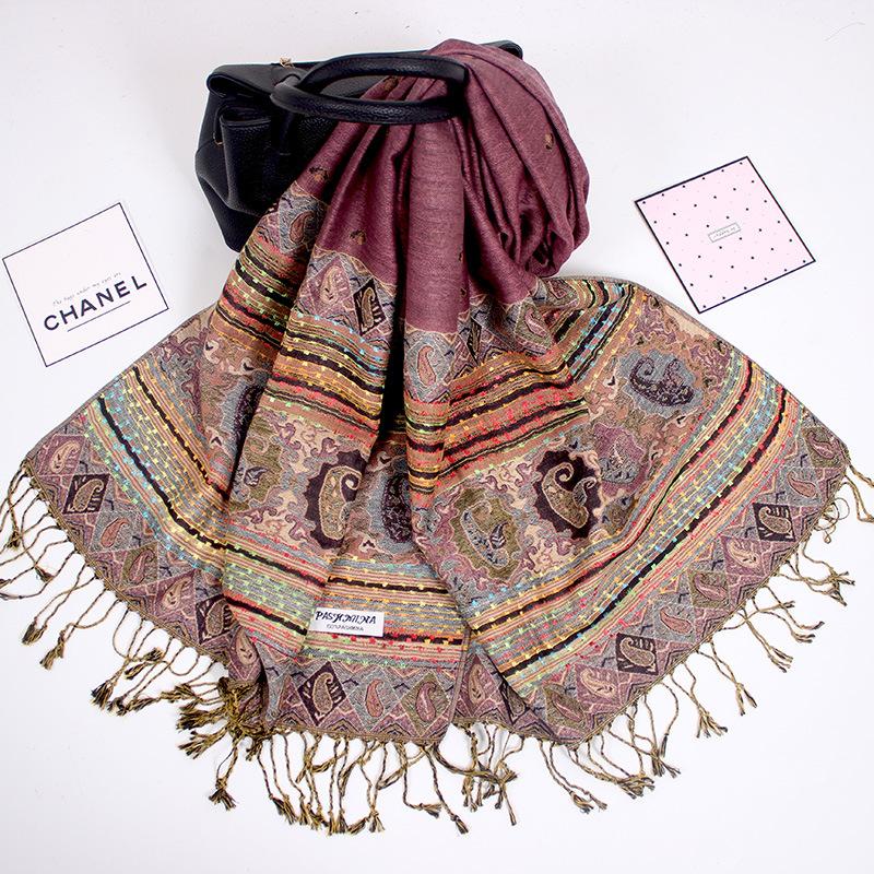 Scarf Spring and Autumn Jacquard Long Scarf Women's Summer Air Conditioning Fringed Shawl Cashew Nut Scarf Scarf