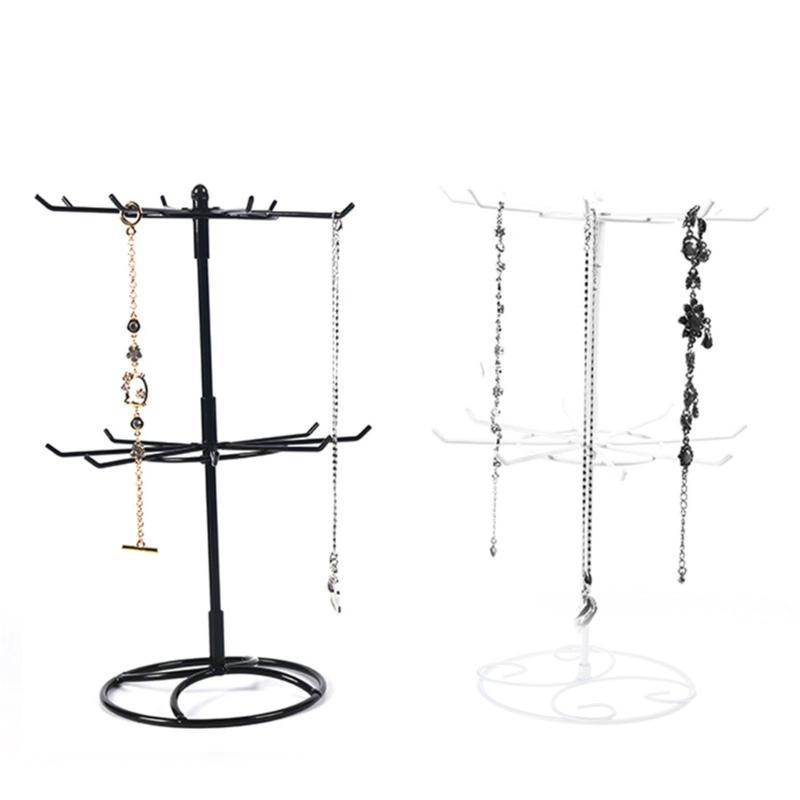 Jewelry Display Rack 2 Tier Rotating Necklace Holder Jewelry Tree Stand Jewelry Organizer for Necklaces Bracelet Earring