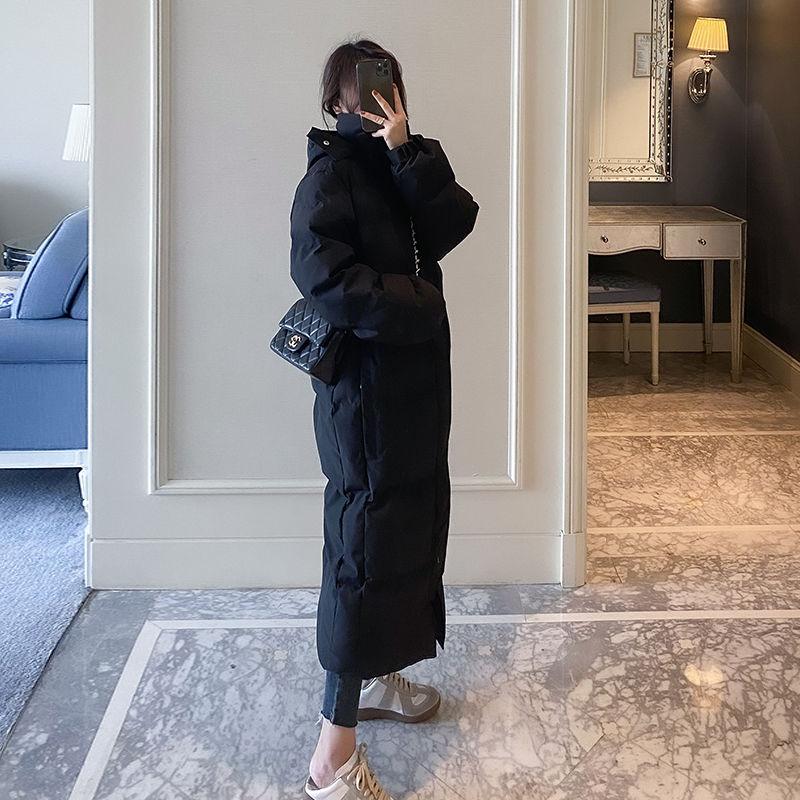 Zimní módní péřová vycpaná bunda pro ženy Dlouhý tlustý svrchní kabát s bundou s kapucí