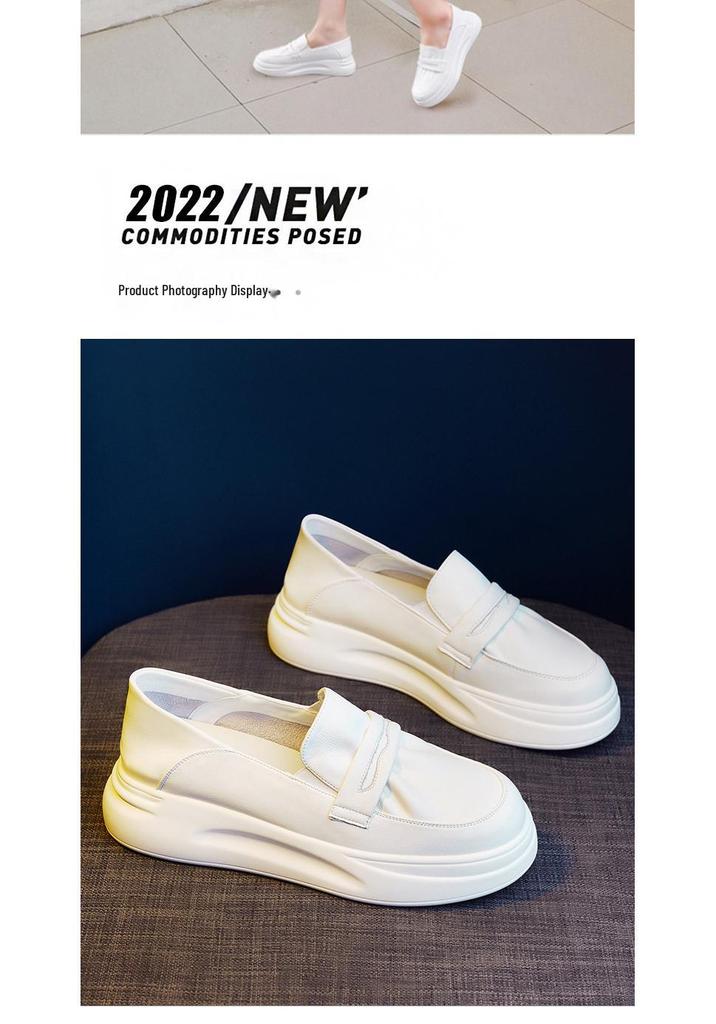 Women's White Slip-on Sports Shoes: 2026 Summer, Thick Sole, Versatile, Comfortable & Casual