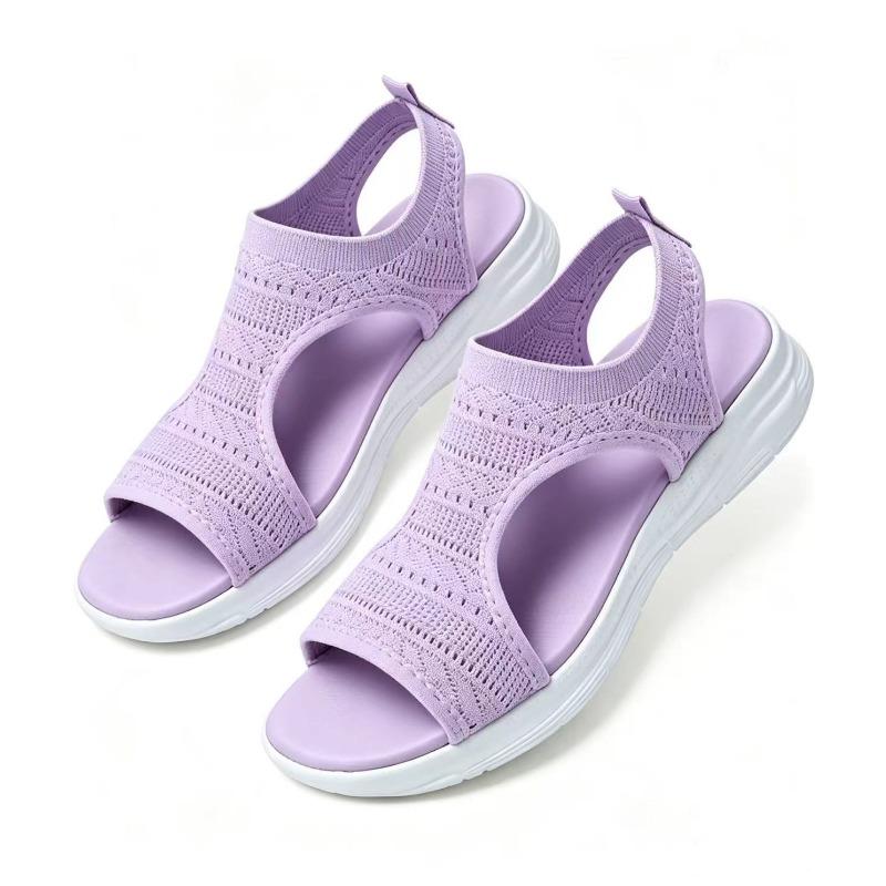 European and American Wind Spring Summer Fashion Soft Fly-woven Breathable Flat-bottom Sandals Casual Large Size Beach New Women's Shoes