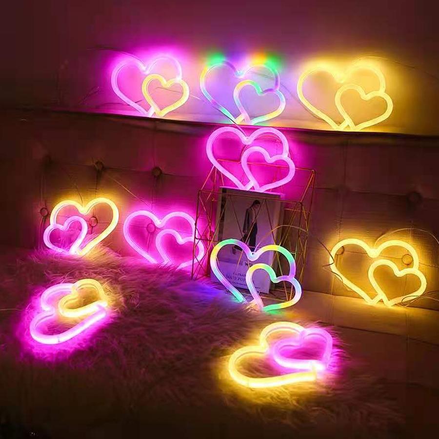 LED Shaped Lamp, Double-sided Neon Light, Letter Light String, Proposal and Confession Decoration Light, Night Light