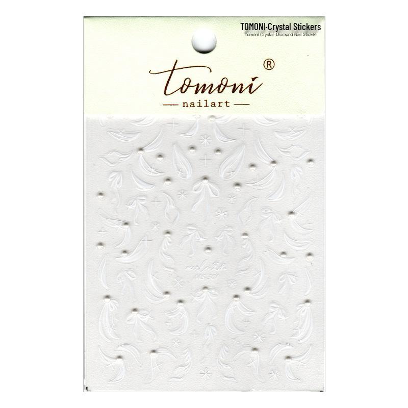 

Наклейки для ногтей Tomoni Ballet White Silk Ribbon 3D Relief с кристаллами и жемчугом