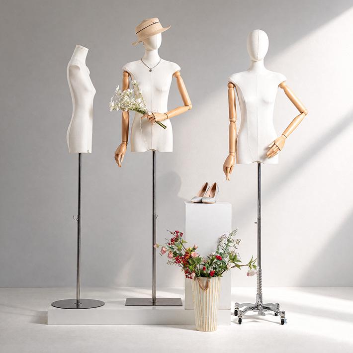 Adjustable Height Mannequin Stand with Arms for Women's Clothing Display