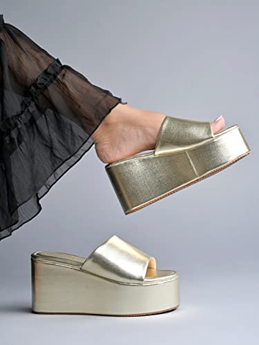 Shoetopia Girls Little Golden Wedge Sandal - 8 Uk (Girls-Little-Golden) 8 UK