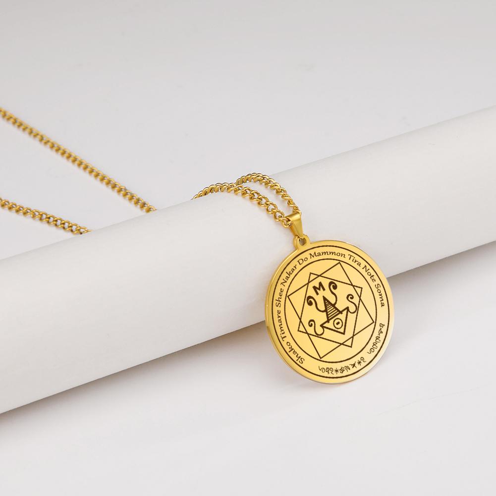 Dawapara Money Talisman of Mammon Pendant Necklace Wealth Abundance Amulet Spiritual Jewelry Stainless Steel Necklace