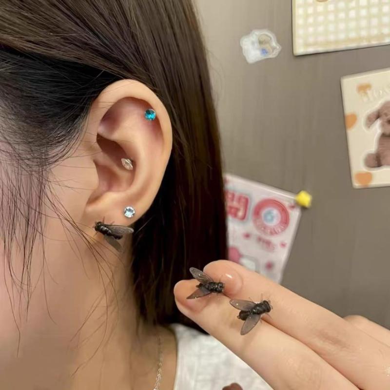 2 páry Personalizované Kreativní Mini Simulované Náušnice s mouchami Pro Muže Ženy Vtipné Abstraktní Niche Šperky Doplňky Dárek pro pár