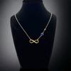 Złoty naszyjnik infinity z cyrkoniami - srebro 925 - pozłacane 24k - majestic blue - (45cm) - prezent na gwiazdkę
