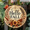 2D Flat Aluminum Decorative Plaques and Ornaments, Featuring A Retro Autumn Floral, Maple Leaf, and Wheat Ear Pattern for Wall Decoration. Suitable