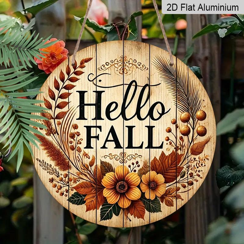 2D Flat Aluminum Decorative Plaques and Ornaments, Featuring A Retro Autumn Floral, Maple Leaf, and Wheat Ear Pattern for Wall Decoration. Suitable