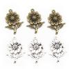 27x19mm 12pcs Antique Bronze Silver Plated Sunflower Handmade Charms Pendant:DIY for Bracelet Necklace