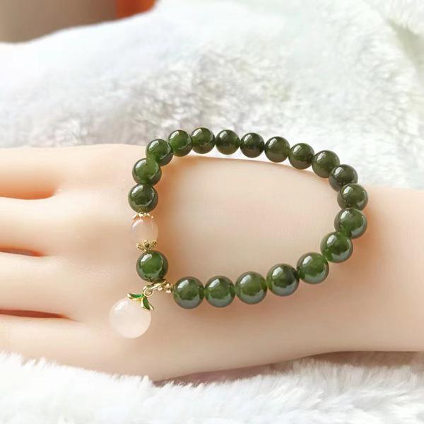 Natural Hetian Jade & Salt Source Agate Bracelet with Certification