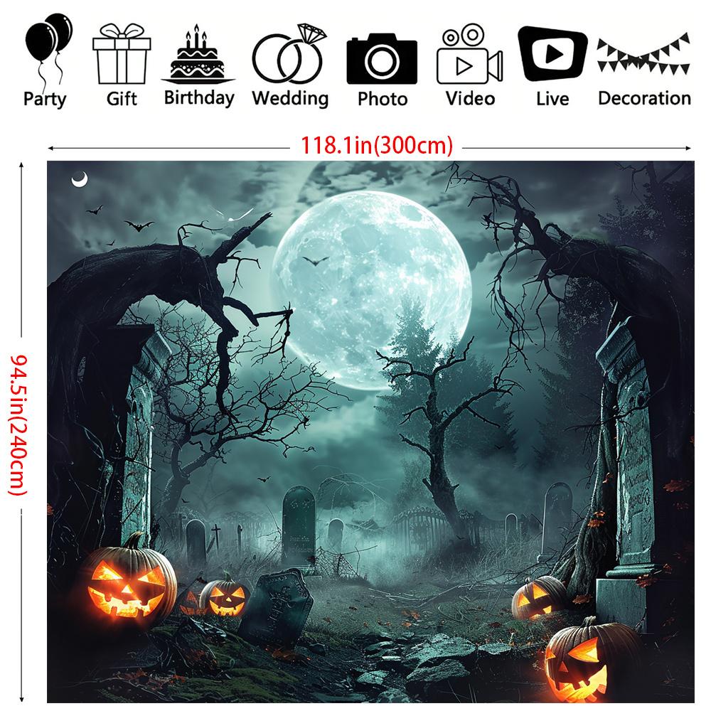 Halloween Horror Night Pumpkin Moon party decoration background cloth, suitable for indoor and outdoor decoration
