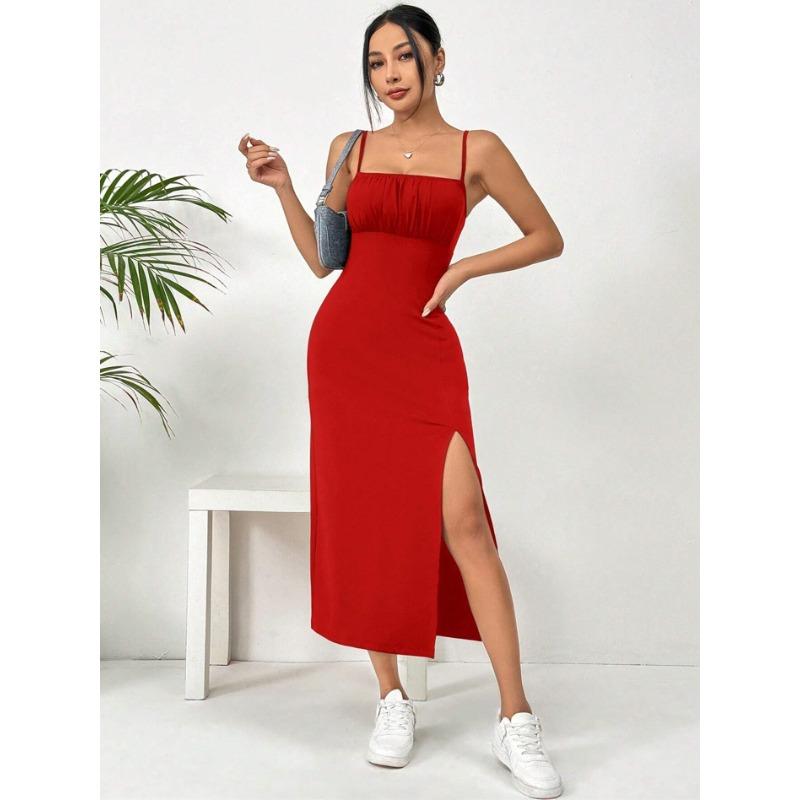 Moda Donna Estate Primavera Stampa Leopardo Senza Maniche Bretelle Vita Alta Abiti Casual
