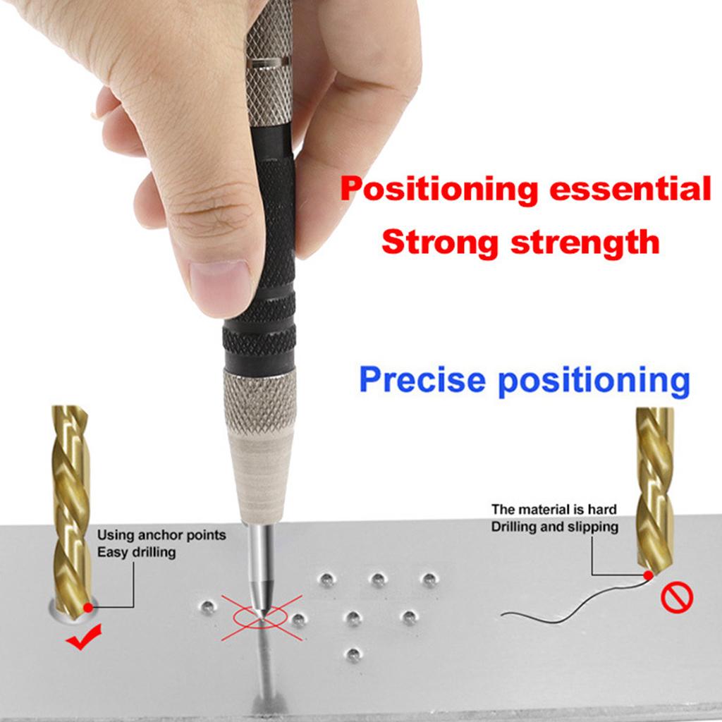 for Marking Emergency Survival Tool Silver Black Automatic Center Punch Locator