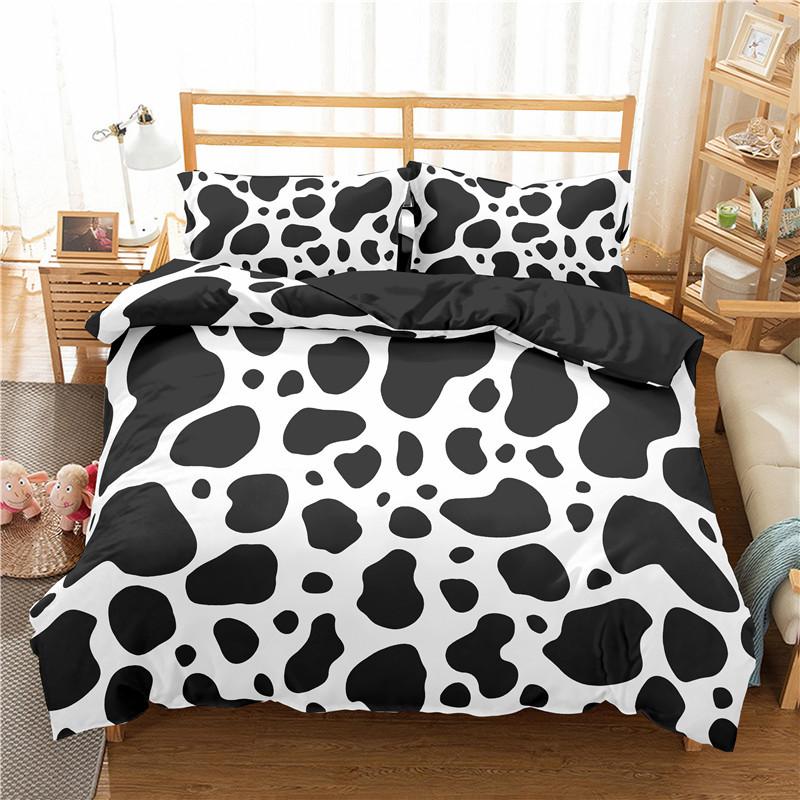 Comforter Queen 3 Pieces Ultra Soft Cow Printed Comforter Set With Zipper Closure And Black White Pink