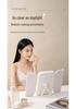 LED-Lit, Double-Sided, Triple-Fold Makeup Mirror with Rotating Desktop Stand and Three-Color Dimming for Girls