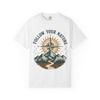 Follow Your Nature Compass Mountain Design T-shirt | Outdoor Adventure Tee