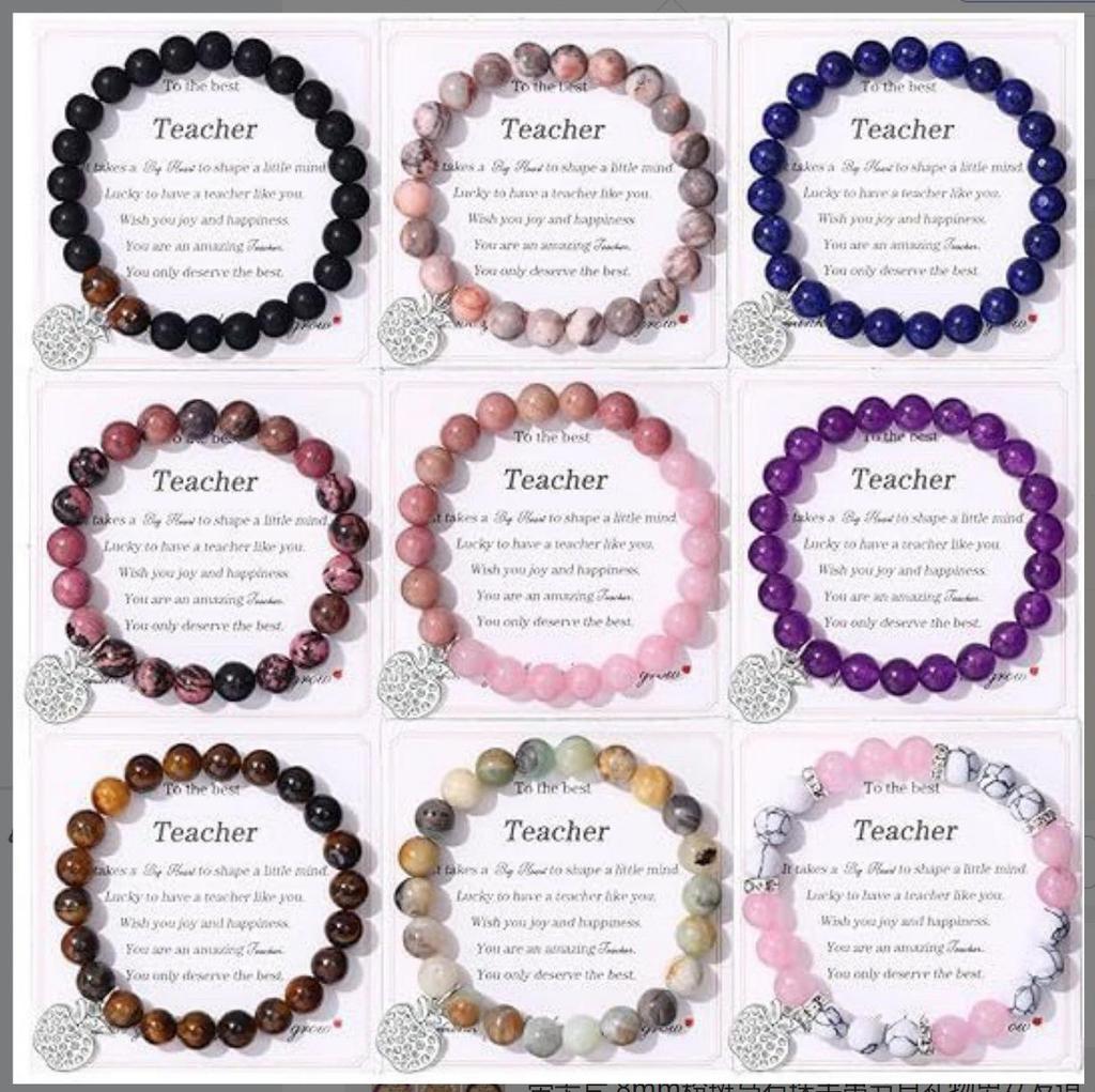 New 8mm White Pine Round Bead Bracelet with Aquamarine, Rose Quartz, and Agate Stones for Women