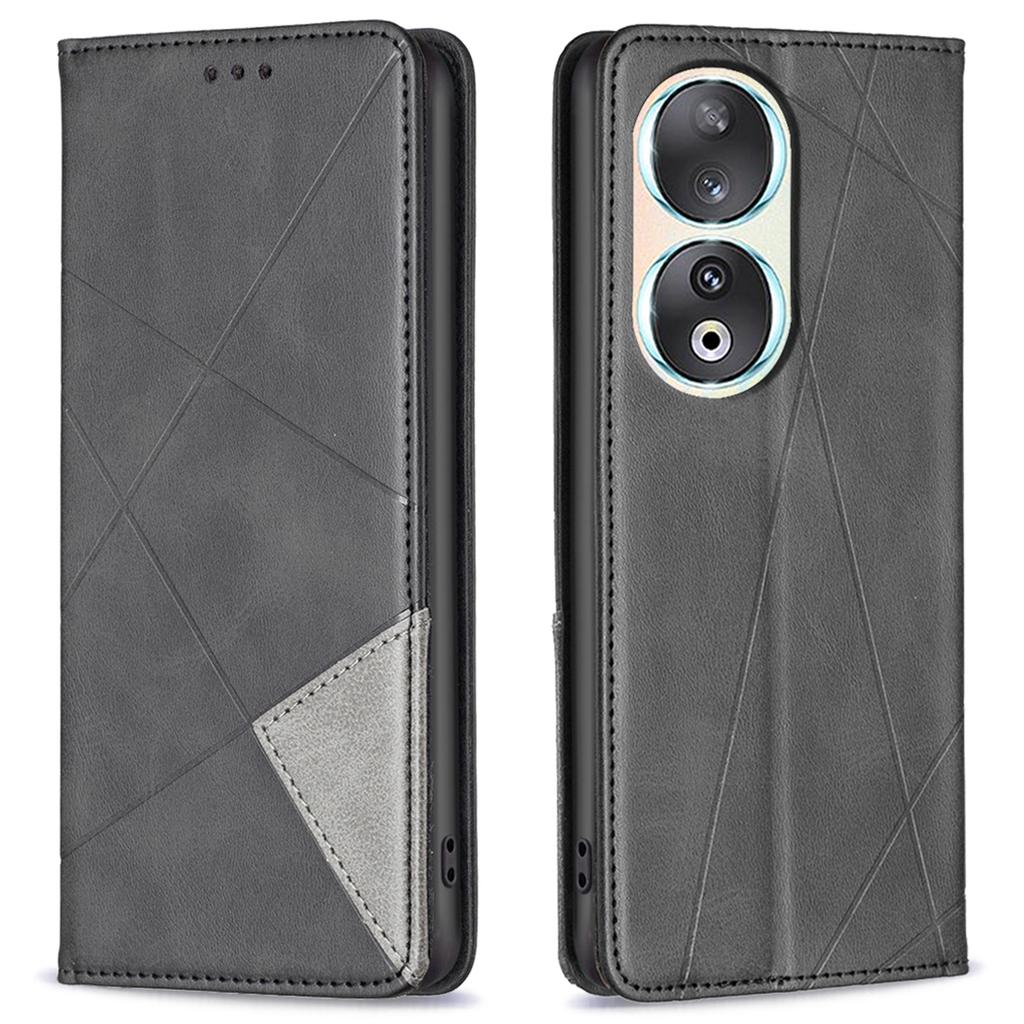 For Honor 90 Anti-Scratch Stand Leather Cover Imprinted Line Card Slots Mobile Phone Case