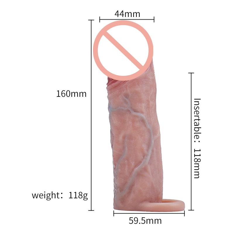 Wiederverwendbarer Silikon 12-16 CM Penisring Männer Penis Hülle Ärmel Dickvergrößerung Extender Dildo Verzögerung Ejakulation Sexspielzeug für Männer