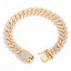 Hip Hop Shining Fashion Style 12MM Wide Buckle Diamond Cuban Necklace Bracelet Set with 5A Zircon Exquisite Jewelry