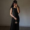 Abito da sera invernale con paillettes e nastro arricciato per donna, abito formale in stile europeo e americano per il commercio transfrontaliero