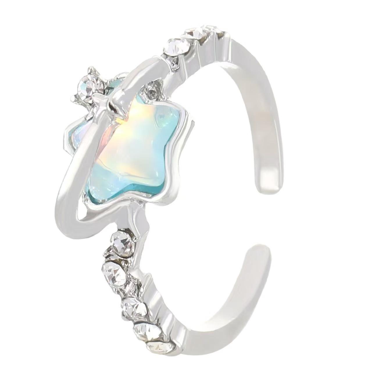 

Blue Star Moon Adjustable High-End Index Finger Ring Jewelry Adjustable