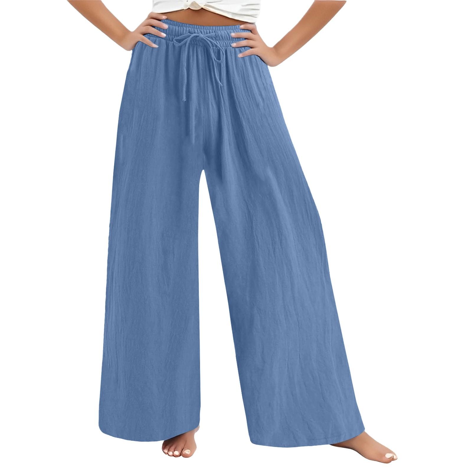 

Women s Fashionable Loose Casual Solid Color High Waist Wide Leg Casual Pants M