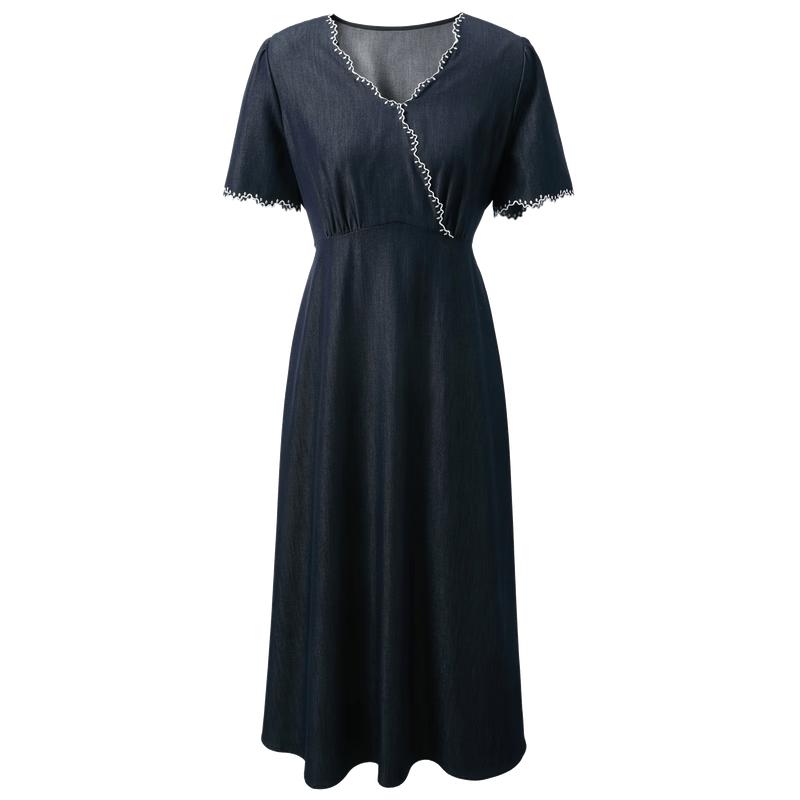 Sancai 2026 Summer Plus Size V-Neck A-Line Maxi Dress L