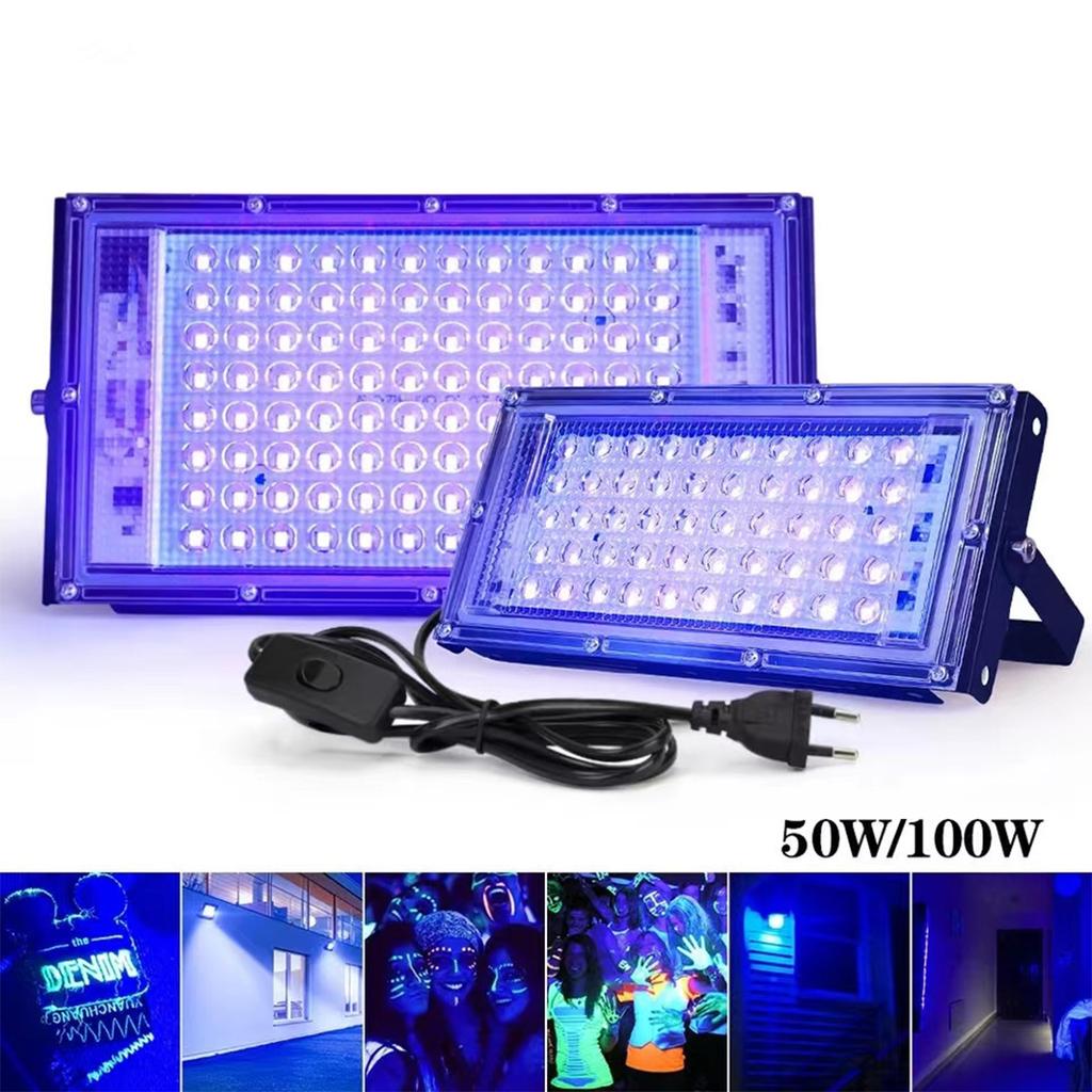 Led Uv Floodlight 50w 100w 395nm Lights Germicidal Lamp Curing Outdoor 220v Light Ultraviolet Plug Lamps Sterilizer Disinfection